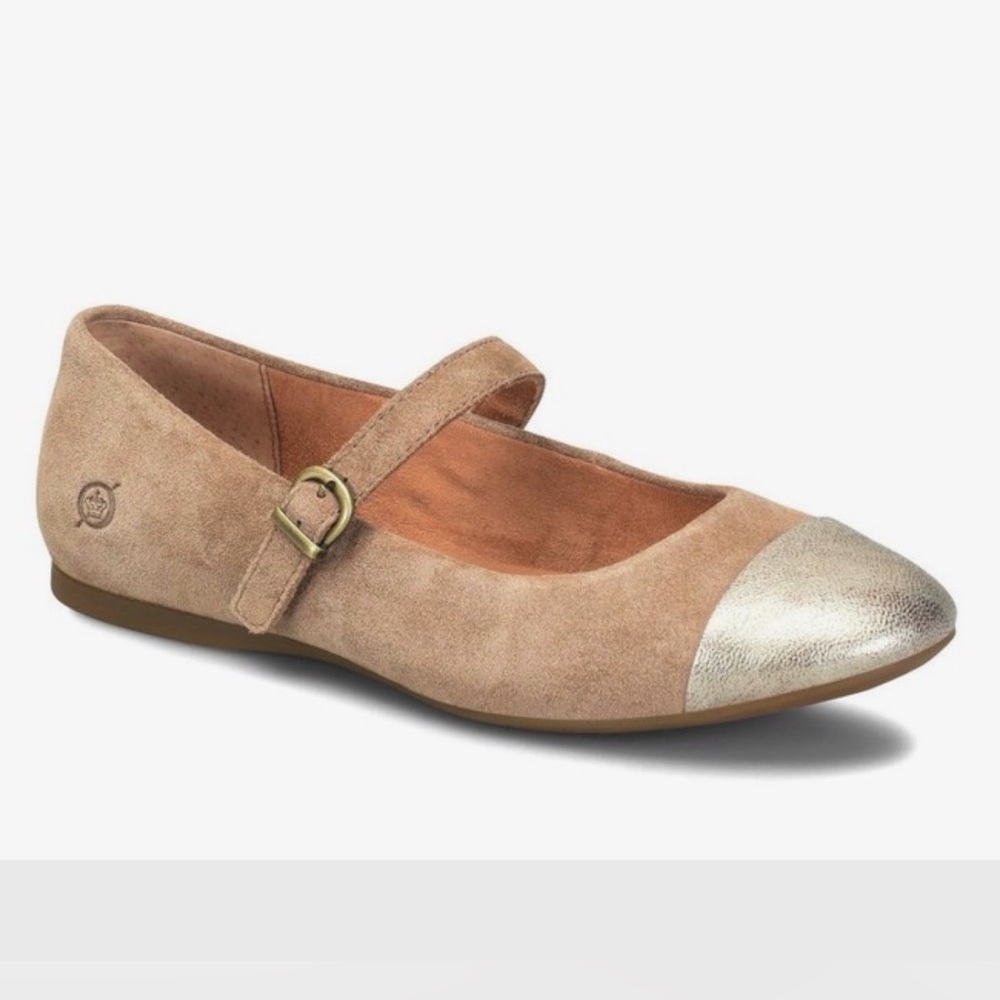 **NEW** BORN BATTI MARY JANE BALLET FLATS TAUPE/GOLD